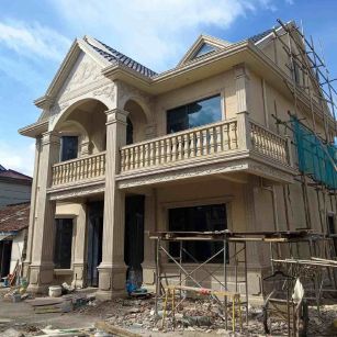 大庆 黄金麻花岗岩石材私人别墅雕花门楼柱阳台栏杆