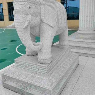大庆 白麻花岗岩动物异形石雕-大象
