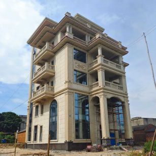 大庆 黄金麻花岗岩石材别墅外墙干挂搭配（雕花栏杆花瓶柱门楼罗马柱）