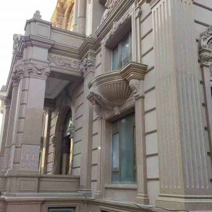 大庆 黄金麻花岗岩光面别墅外墙干挂施工完成