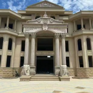 大庆 黄金麻别墅外墙干挂，大柱，大象，蘑菇石，雕花板