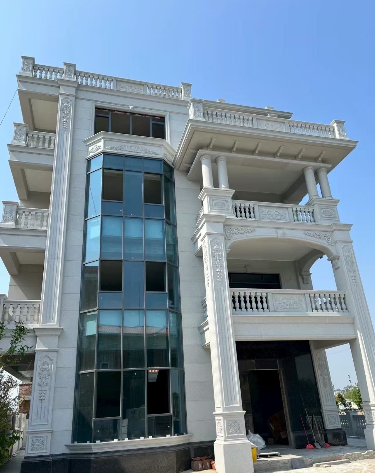 大庆 白麻花岗岩别墅外墙干挂效果展示