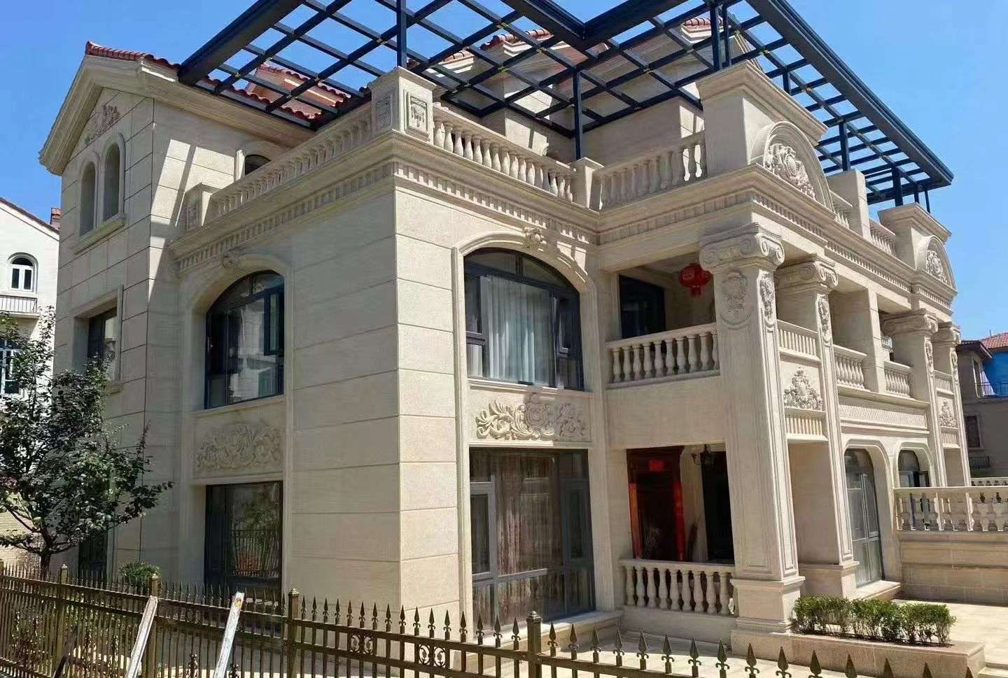 大庆 黄金麻花岗岩荔枝面别墅外墙干挂